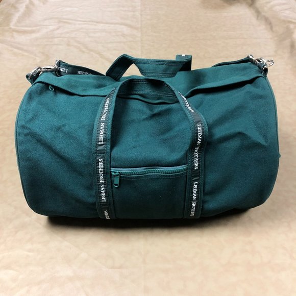 Lehman Brothers Medium Gym Bag Carry-On Long Shoulder Strap Quality Green 19 in